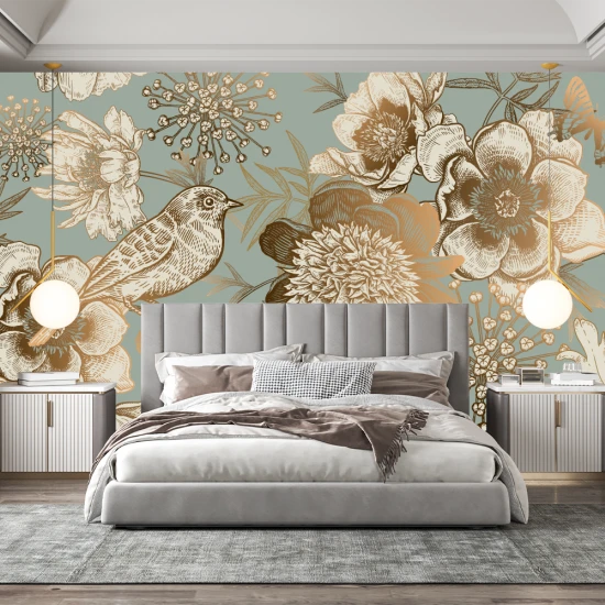 Fototapet Fara Imbinari Flori Aurii Living si Dormitor