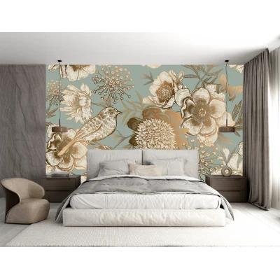 Fototapet Fara Imbinari Flori Aurii Living si Dormitor Premier Decor