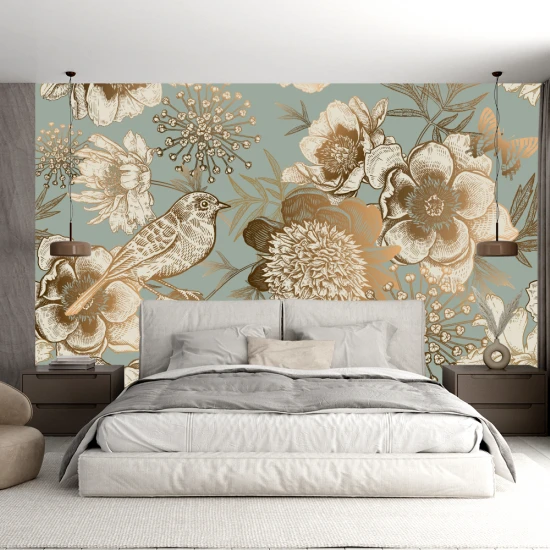 Fototapet Fara Imbinari Flori Aurii Living si Dormitor