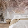 Fototapet Fara Imbinari Frunze Tropicale Bej - Modern pentru Dormitor Living