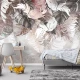 Fototapet fara imbinari Frunze Tropicale Sepia Textura Beton