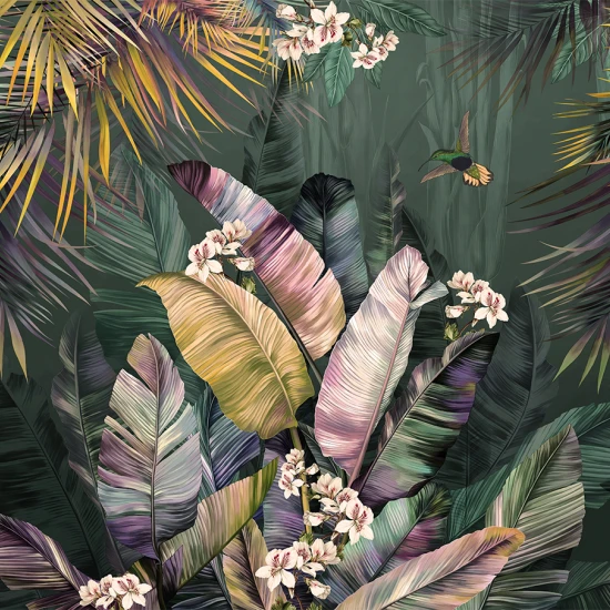 Fototapet fara Imbinari FrunzeTropicale Colorate Fototapet fara Imbinari FrunzeTropicale Colorate