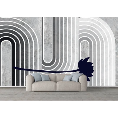 Fototapet fara imbinari geometrie alb negru grunge beton Premier Decor