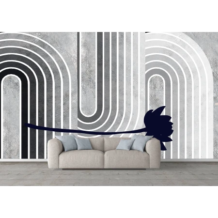 Fototapet fara imbinari geometrie alb negru grunge beton Premier Decor