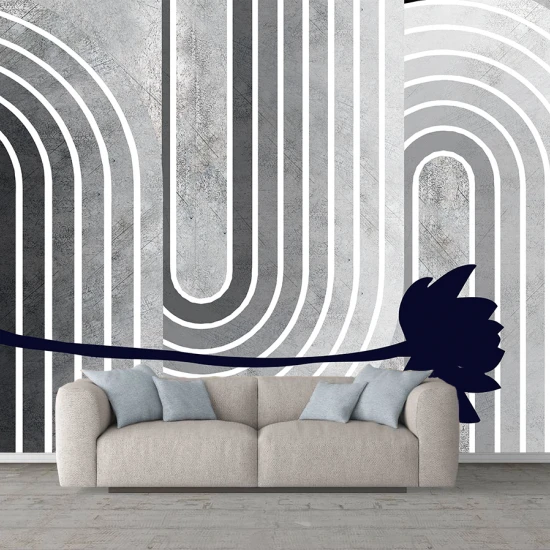 Fototapet fara imbinari geometrie alb negru grunge beton