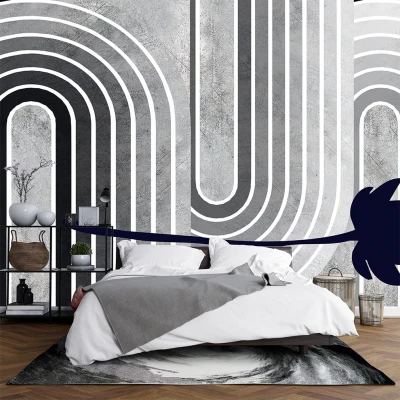 Fototapet fara imbinari geometrie alb negru grunge beton Premier Decor