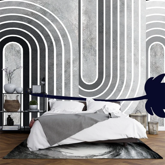 Fototapet fara imbinari geometrie alb negru grunge beton