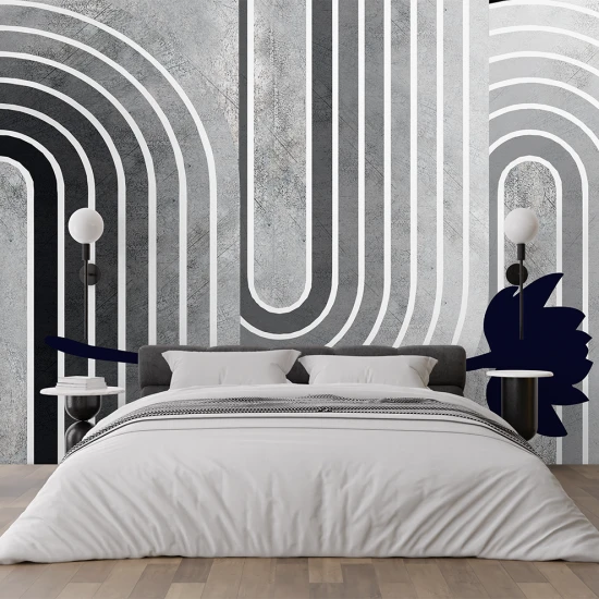 Fototapet fara imbinari geometrie alb negru grunge beton