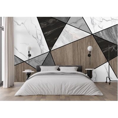 Fototapet fara Imbinari Geometrie Aspect Marmua Lemn Premier Decor