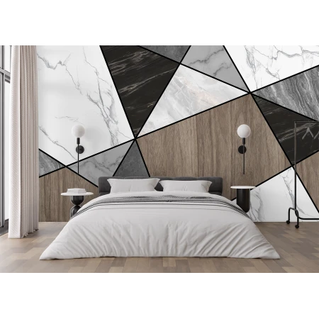 Fototapet fara Imbinari Geometrie Aspect Marmua Lemn Premier Decor