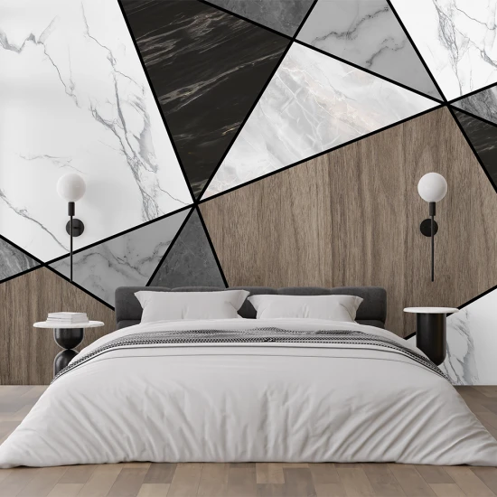 Fototapet fara Imbinari Geometrie Aspect Marmua Lemn