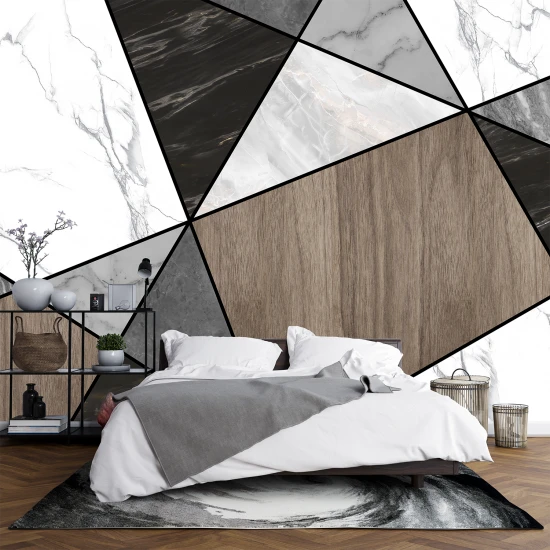 Fototapet fara Imbinari Geometrie Aspect Marmua Lemn