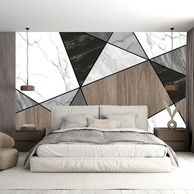 Fototapet fara Imbinari Geometrie Aspect Marmua Lemn Premier Decor