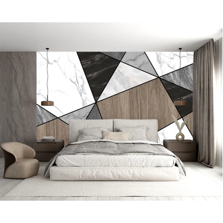 Fototapet fara Imbinari Geometrie Aspect Marmua Lemn Premier Decor