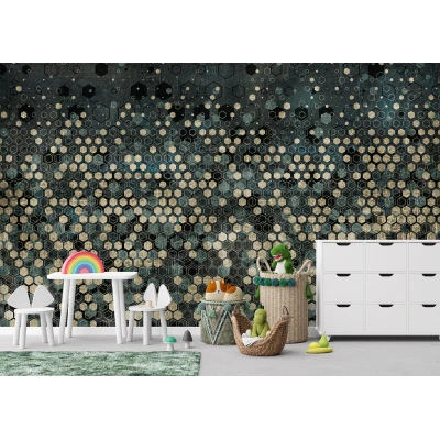 Fototapet fara imbinari geometrie verde Premier Decor