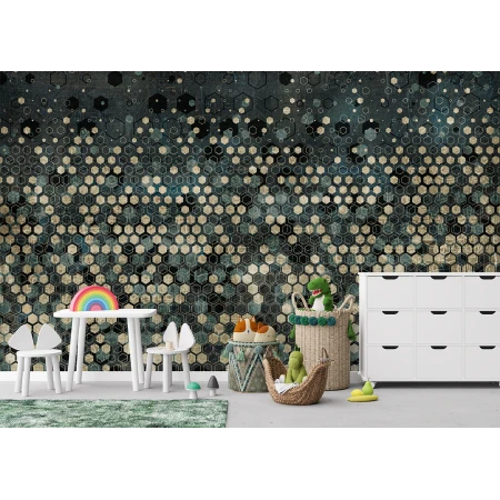 Fototapet fara imbinari geometrie verde Premier Decor