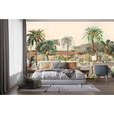 Fototapet fara imbinari gradina tropicala pauni fresca Premier Decor