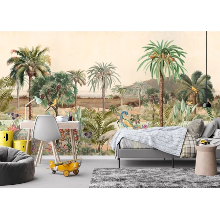 Fototapet fara imbinari gradina tropicala pauni fresca