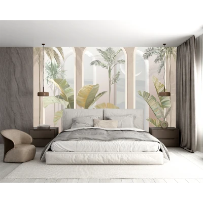Fototapet fara imbinari Green Leafs with collums Premier Decor