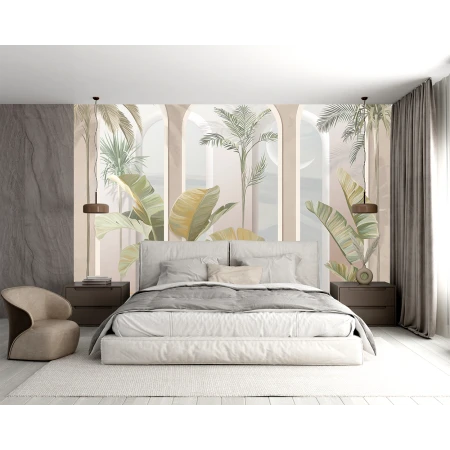 Fototapet fara imbinari Green Leafs with collums Premier Decor