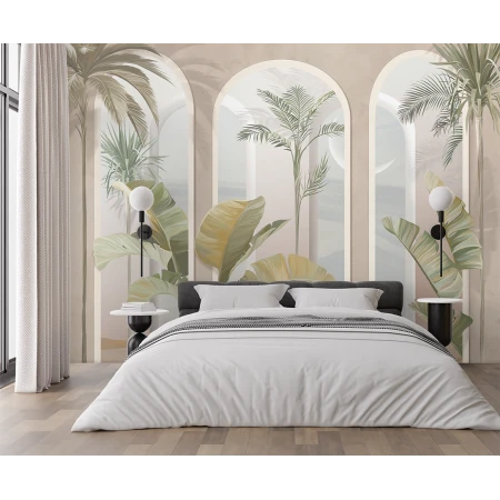 Fototapet fara imbinari Green Leafs with collums Premier Decor
