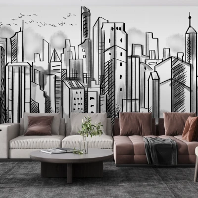 Fototapet fara imbinari Grey City Premier Decor