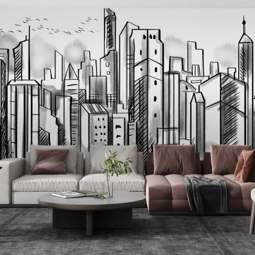 Fototapet fara imbinari Grey City