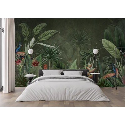 Fototapet fara imbinari jungla verde frunze tropicale animale Premier Decor