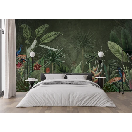 Fototapet fara imbinari jungla verde frunze tropicale animale