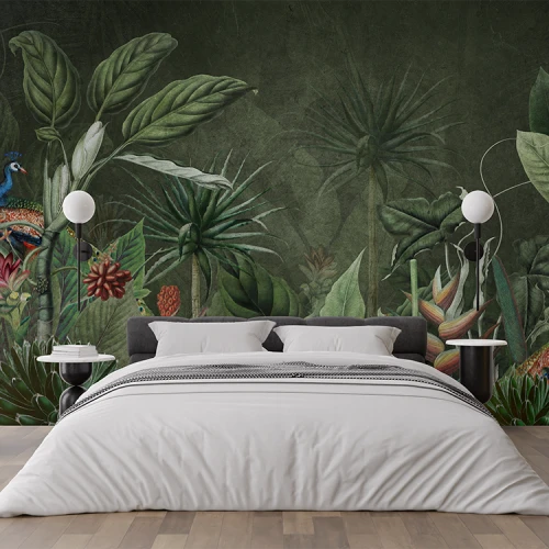 Fototapet fara imbinari jungla verde frunze tropicale animale