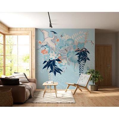 Fototapet fara imbinari Oriental Pattern Pasare Frunze Premier Decor
