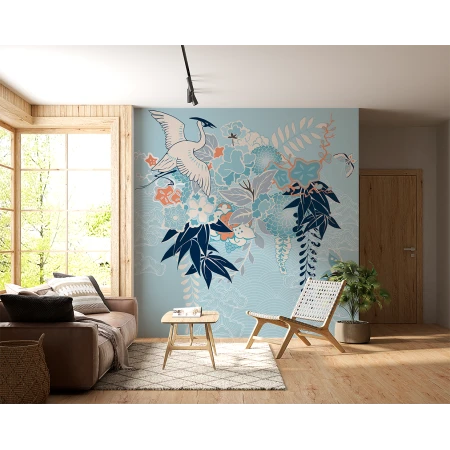Fototapet fara imbinari Oriental Pattern Pasare Frunze Premier Decor