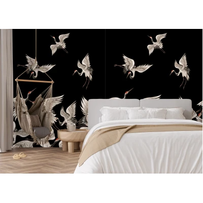 Fototapet fara Imbinari Pasari pe fundal negru Premier Decor