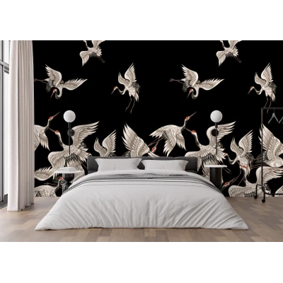 Fototapet fara Imbinari Pasari pe fundal negru Premier Decor