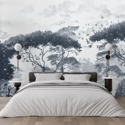 Fototapet Fara Imbinari Peisaj Padure In Tonuri Albastre Pale Premier Decor