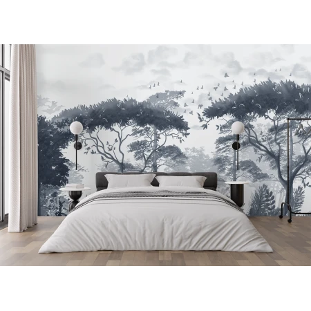 Fototapet Fara Imbinari Peisaj Padure In Tonuri Albastre Pale Premier Decor