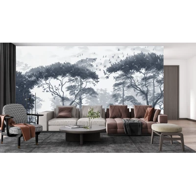 Fototapet Fara Imbinari Peisaj Padure In Tonuri Albastre Pale Premier Decor
