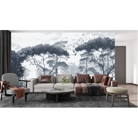 Fototapet Fara Imbinari Peisaj Padure In Tonuri Albastre Pale Premier Decor