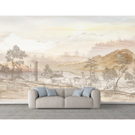 Fototapet Fara Imbinari Peisaj Sepia - Living si Dormitor Premier Decor