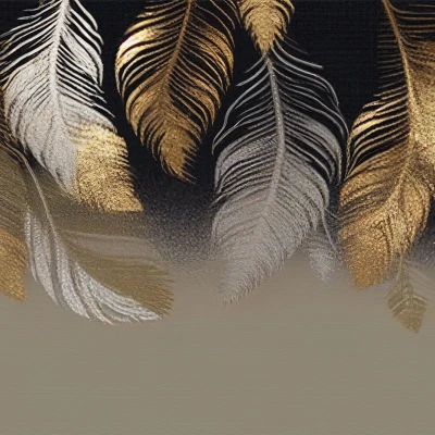 Fototapet fara imbinari Pene aurii si negre Premier Decor