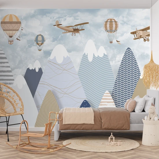 Fototapet fara imbinari pentru copii - Peisaj montan colorat