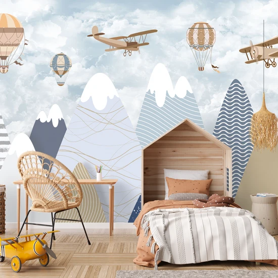 Fototapet fara imbinari pentru copii - Peisaj montan colorat