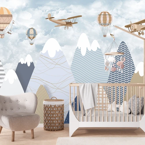 Fototapet fara imbinari pentru copii - Peisaj montan colorat