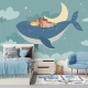 Fototapet fara Imbinari pentru copii vector animale balena albastru noapte