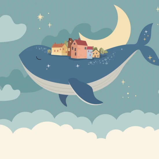 Fototapet fara Imbinari pentru copii vector animale balena albastru noapte