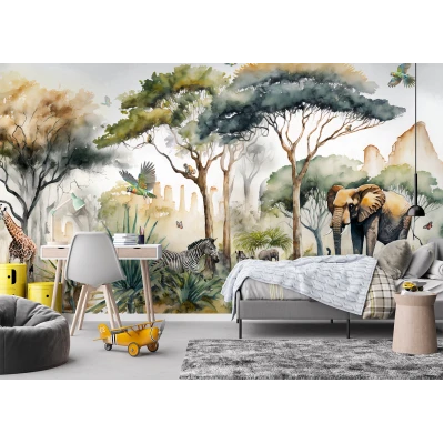 Fototapet fara Imbinari personalizat Jungla In Acuarela Premier Decor