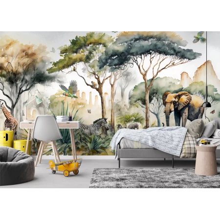 Fototapet fara Imbinari personalizat Jungla In Acuarela Premier Decor