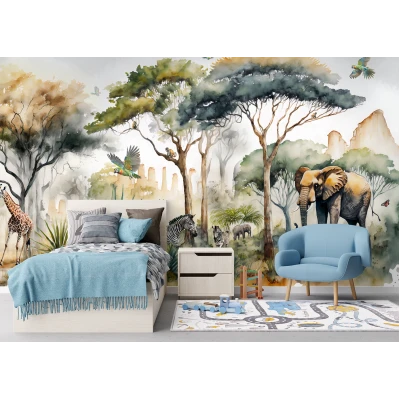 Fototapet fara Imbinari personalizat Jungla In Acuarela Premier Decor