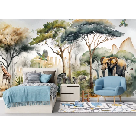 Fototapet fara Imbinari personalizat Jungla In Acuarela Premier Decor