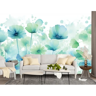 Fototapet Fara Imbinari Pictura Flori in Acuarela - Living si Dormitor Premier Decor